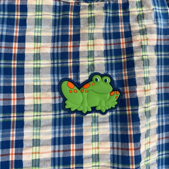 Healthtex Plaid Frog Romper Blue Green Orange 24M Boys - Picture 3 of 6